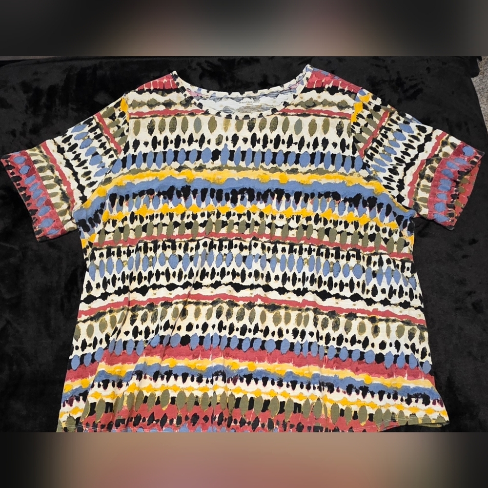 Westbound Colorful Patterned Short Sleeve Tee – Size 3X